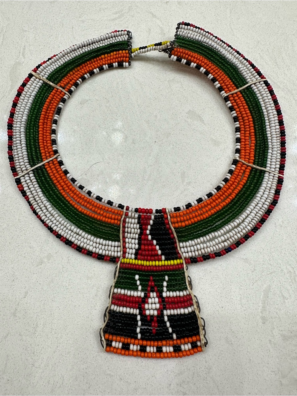 Authentic vintage Maasai beaded tribal necklace collar 🇰🇪